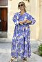 Extra Large Size - Cotton-Viscose Long Sleeve Dress with Belted and Pockets - 3