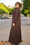 100% Acrylic Hair Knitting Patterned Low Sleeve Cycling Collar Extra Large Size Knitting Dress - 3