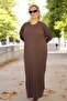 100% Acrylic Hair Knitting Patterned Low Sleeve Cycling Collar Extra Large Size Knitting Dress - 7