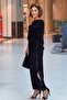 Black Sequin Sequin Detailed Slit Cotton Baggy - 3