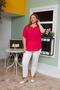 Voile Viscose Large Size Fuchsia Shirt with Sleeve Detail - 7