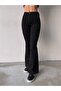 Selena High Waist Lycra Jet Black Spanish Flare Jeans Trousers - 4