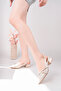 Beige 4 cm Heeled Shoes with 3 Buckles
