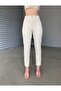 Monera Women's Beige Mom Jean - 2024 Simple Design Trousers - 2