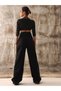 Women's High Waist Black Jeans Black Loose Jeans Lycra Stretchy Palazzo - 3