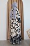Patterned Viscose Black Dress with Placket Front - 3