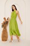 Women's Green Halter Neck Sleeveless Dress Dm1035 - 7