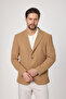 Waffle Men's Camel Waffle Pattern Cotton Blended Lycra Stretchy Fabric Four Seasons Blazer Jacket - 5