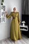 Women's Satin Stone Detailed Hijab Dress Nms050