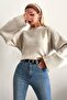 Stand Collar Knitwear Sweater Beige - 3