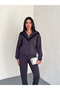 Stand Collar Half Zip Garnish Modal Fabric Suit - 9