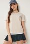 Teddy Bear Embroidered Cotton Knitted T-Shirt Cream Lcr0029 - 2