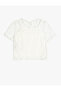 Lace Detailed Crew Neck Short Sleeve Blouse - 2