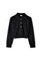 Shirt Collar Padded Blouse - 3