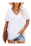 Women's V-Neck Black and White T-Shirt Happiness Printed Oversize Loose