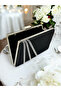 Stylish and Eye-Catching Black Satin Evening Bag with Silver Stones - 3