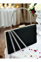 Stylish and Eye-Catching Black Satin Evening Bag with Silver Stones