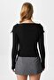 Women's Terra Ribbed Black Buttoned Knitwear Cardigan - 6