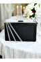 Stylish and Eye-Catching Black Satin Evening Bag with Silver Stones - 2