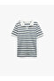 Striped Short Sleeve Regular Fit V-Neck Polo T-Shirt - 3