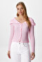 Women's Terra Corded Pink Buttoned Knitwear Cardigan - 7