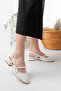 Open Back Square Toe Low Heel Pearl White Patent Leather Daily Comfortable Ballerina Women's Heeled Shoes