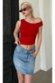 تي شيرت أحمر أساسي بدون أكتاف Sh224 - 4