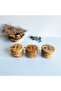 Set of 3 Natural Olive Tree Wooden Bowl Spice Rack Coffee, Sugar, Salt with Spoons - 3