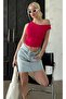 Fuşya Düşük Omuz Basic T-shirt Sh224 - 4