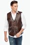 Brown Genuine Leather Vest with Punt - 4