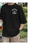 Men's Black Text Motto Printed Oversize Relaxed Fit Cotton T-Shirt