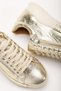 Women's Genuine Leather Zippered Sports Shoes Gold - 4