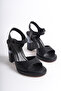 Collection Women's Heeled Genuine Leather Sandals Black -Mcrgn532-S - 4