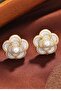 SINGLE PEARL DOUBLE FLOWER EARRINGS - 4