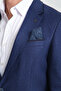 Fevuall Men's Cobalt Blue Diagonel Patterned Battal Large Size Mono Collar Slim Fit Blazer Sports Jacket - 3