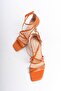 Women's Heeled Genuine Leather Sandals Orange -Mcbrg5736-Orj - 5