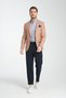 Fevuall Men's Beige Diagonal Pattern Oversize Oversize Mono Collar Slim Fit Blazer Sports Jacket - 2