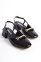 Mbbtr401-s Women's Open Back Buckle Detail Blunt Toe Black Sandals & Ballerinas