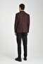 Galileo Men's Burgundy Check Plaid Mono Collar Non-Stretch Fabric Thick Fabric Slim Fit Blazer Jacket - 6