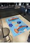 Seda Collection Blue Themed Multicolored Fish Patterned Woven Base Modern Decorative Carpet Seda39 - 2