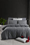 Double Duvet Cover Set with Elastic Sheets Satin Black - 2