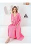 Maternity Long Sleeve Dress with Straps Nightgown Model Lace Detail Pink 2 Piece Maternity Set