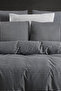 Double Duvet Cover Set with Elastic Sheets Satin Black - 5