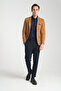 Adelfo Men's Camel Diagonal Suede Slim Fit Mono Collar Sports Blazer Jacket