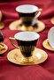 Alice Black 12 Piece Porcelain Coffee Cup Set for 6 People - 90 ml