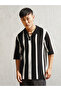 Eyelet Design Striped Knit Polo