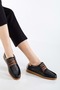 Women's Genuine Leather Casual Lace-Up Shoes - Black