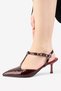 Daily Women's Burgundy Thin Heel Pointed Toe Strapped Open Back Adjustable Buckle Evening Dress Shoes 023 - 3