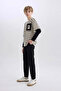 Black Boy's Pants with Elastic Leg with Lace-Up Pockets on the Waist B6713A8/Bk81 - 3
