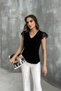 Women's Sleeves Lace Detail V Neck Blouse